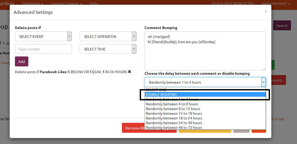 Disable comment bumping